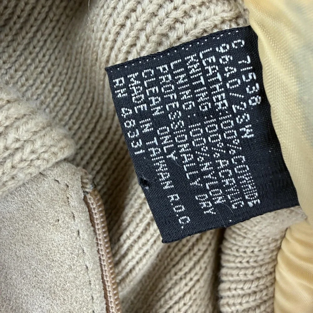 Vintage Dude‎ By Cambridge Jacket Mens Medium Beige Suede Knit Bomber Full Zip
